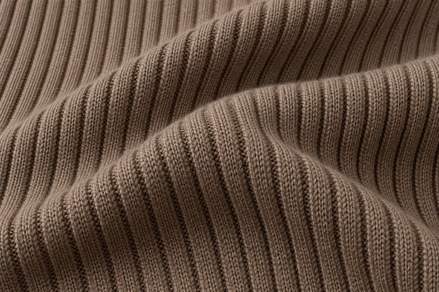 Taupe rib knit fabric with parallel raised ribs